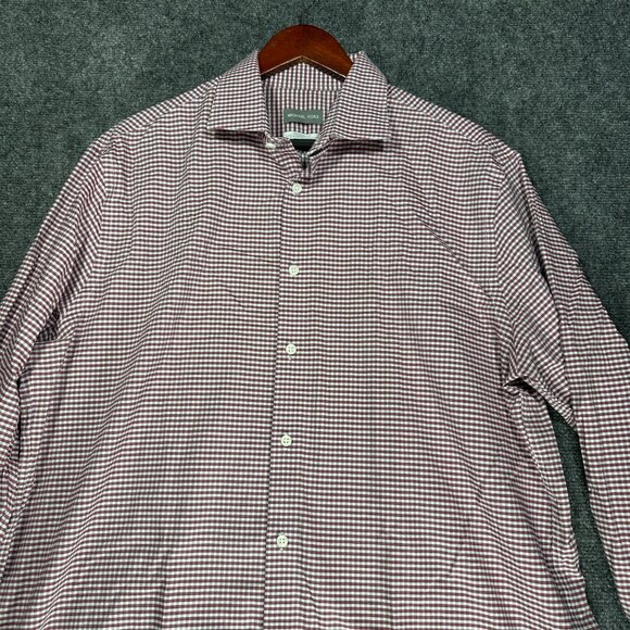 Michael Kors Shirt Mens 17  Regular Fit Airsoft Stretch Button Up  Red Check - Picture 5 of 9